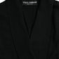 Dolce & Gabbana Black Cashmere Long Sleeves Belted Wrap Robe