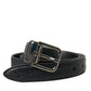 Dolce & Gabbana Black Leather Silver Metal Buckle Belt