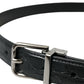 Dolce & Gabbana Black Leather Silver Metal Buckle Belt