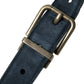 Dolce & Gabbana Blue Suede Leather Gold Metal Buckle Belt