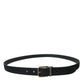 Dolce & Gabbana Black Suede Leather Gold Metal Buckle Belt