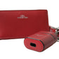 Dolce & Gabbana Red Leather Silver Metal Logo Strap Pouch Airpods Case