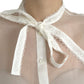 Dolce & Gabbana White Silk Long Sleeves Ascot Collar Top