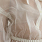 Dolce & Gabbana White Silk Long Sleeves Ascot Collar Top