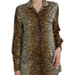 Dolce & Gabbana Brown Leopard Print Long Sleeves Blouse Top