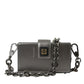 Dolce & Gabbana Metallic Gray Calfskin Leather DG BOX Shoulder Bag