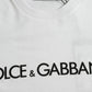 Dolce & Gabbana White Logo Print Cotton Crew Neck T-shirt