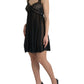 Dolce & Gabbana Black Silk Pleated Lace Chiffon Mini Dress