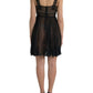 Dolce & Gabbana Black Silk Pleated Lace Chiffon Mini Dress