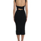 Dolce & Gabbana Black Sheath Halter Sleeveless Midi Dress