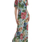 Dolce & Gabbana Blue Floral Wide Leg Wrap Jumpsuit Dress