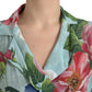 Dolce & Gabbana Blue Floral Wide Leg Wrap Jumpsuit Dress