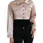 Dolce & Gabbana Pink Cotton Stretch Collared Cropped Jacket