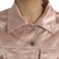Dolce & Gabbana Pink Cotton Stretch Collared Cropped Jacket