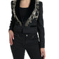 Dolce & Gabbana Black Crystal Embellished Overcoat Jacket