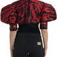 Dolce & Gabbana Black Red Patterned Cropped Coat Jacket