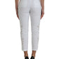 Dolce & Gabbana White Cut Out Cotton Mid Waist Cropped Pants