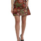 Dolce & Gabbana Maroon Floral Jacquard A-line Mini Skirt