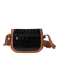 Balenciaga Black Brown Exotic Skin Leather Shoulder Camera Purse Bag