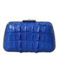 Balenciaga Blue Exotic Skin Leather Shoulder Crossbody Box Clutch Bag