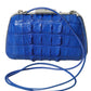 Balenciaga Blue Exotic Skin Leather Shoulder Crossbody Box Clutch Bag