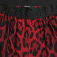 Dolce & Gabbana Red Leopard Print Viscose Bermuda Shorts
