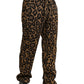 Dolce & Gabbana Brown Leopard Print Polyester Jogger Pants