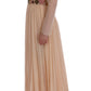 Dolce & Gabbana Pink Silk Floral Crystal Maxi Gown Dress