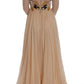 Dolce & Gabbana Pink Silk Floral Crystal Maxi Gown Dress