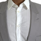 Dolce & Gabbana Gray Wool Peak Single Breasted Coat Blazer