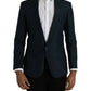 Dolce & Gabbana Blue MARTINI Shawl Single Breasted Blazer
