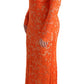 Dolce & Gabbana Orange Floral Ricamo Sheath Long Dress
