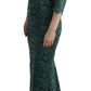 Dolce & Gabbana Green Floral Crystal Ricamo Sheath Dress