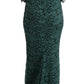 Dolce & Gabbana Green Floral Crystal Ricamo Sheath Dress