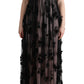 Dolce & Gabbana Black Pink Silk Applique Shift Dress