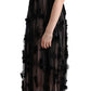 Dolce & Gabbana Black Pink Silk Applique Shift Dress