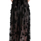 Dolce & Gabbana Black Pink Silk Applique Shift Dress