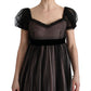 Dolce & Gabbana Black Pink Silk Long Shift Dress