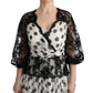 Dolce & Gabbana Black White Polka Dotted Floral Dress