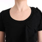MARGHI LO' Black 100% Lana Wool Top Blouse T-shirt