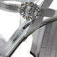 Dolce & Gabbana Silver Lambskin Leather Heels Sandals Shoes