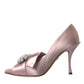 Dolce & Gabbana Pink Satin Crystal High Heels Pumps Shoes