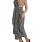 Dolce & Gabbana Gray Beige Layered One Shoulder Maxi Dress