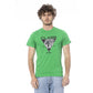 Cavalli Class Green Cotton Men T-Shirt