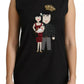 Dolce & Gabbana Black Silk DG Family Crystal Sleeveless Top