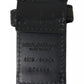 Dolce & Gabbana Black Blue Logo Silver Metal Buckle Belt