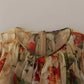 Dolce & Gabbana Beige Floral Sleeveless Round Neck Mini Dress