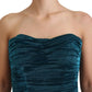 Dolce & Gabbana Silk Blend Blue Satin Fitted Strapless Dress