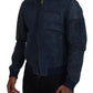 Dolce & Gabbana Blue Leather Perforated Full Zip Jacket