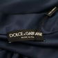 Dolce & Gabbana Blue Satin Silk Waist Belt Robe Jacket